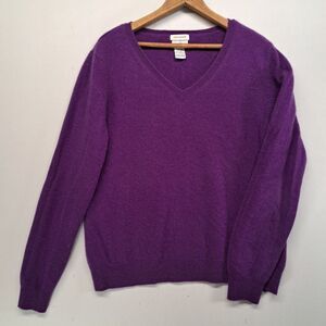 Jaclyn Smith 100% Cashmere V-Neck Sweater Womens XL Purple Soft Luxury Knit